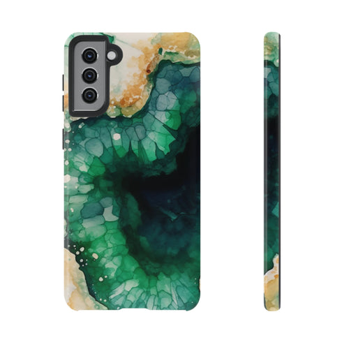 Green Geode in Watercolor - Impact Resistant Phone Case Samsung Galaxy S21 Plus Glossy